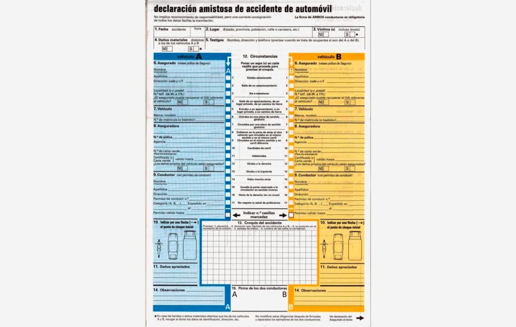 Document declaració amistosa d'accident